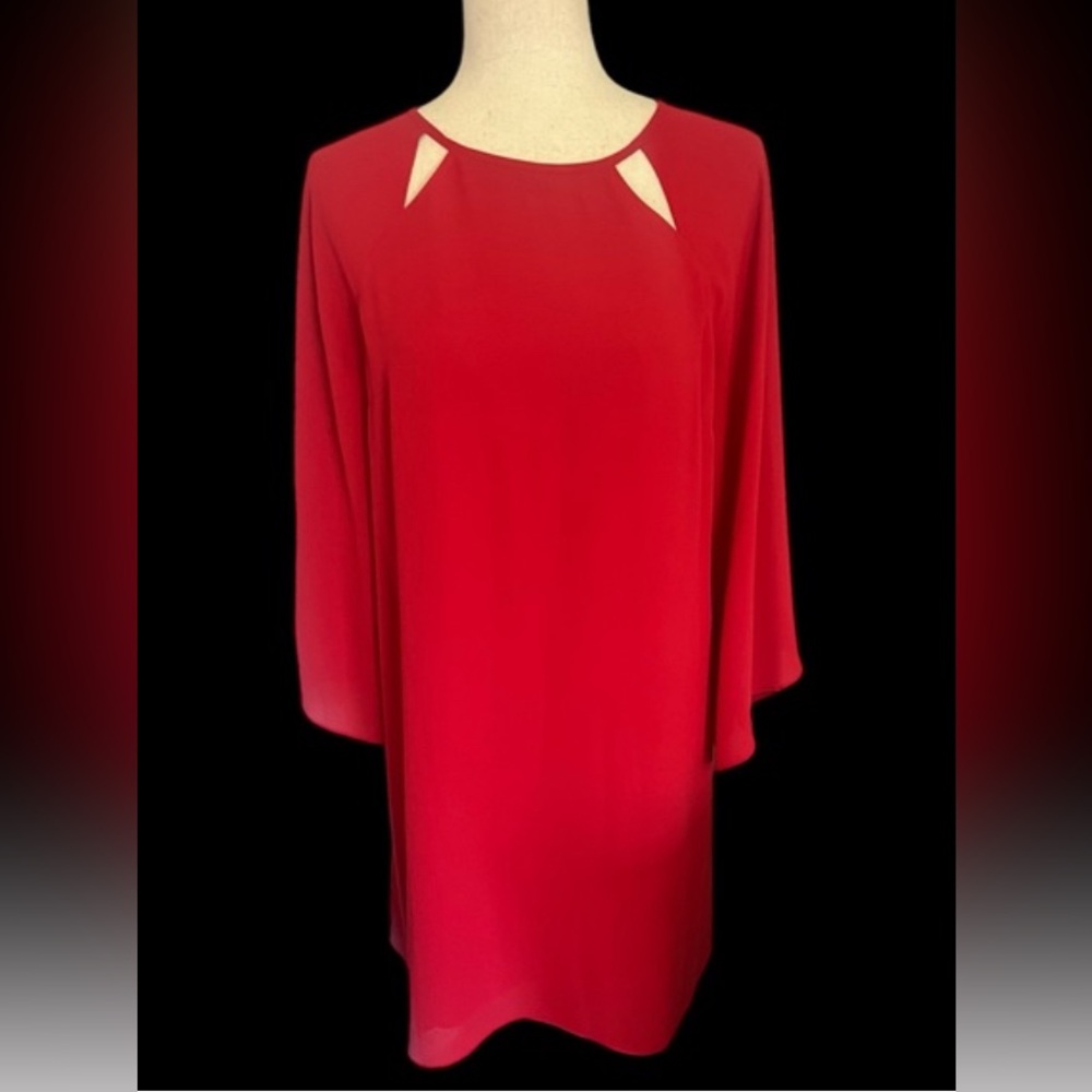 NWT H by HALSTON Red Cut-Out Shift Dress 8